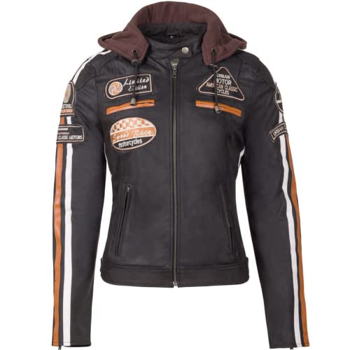 Urban Leather Womens Leather Motorcycle Jacket 58 LADIES | Lambskin Biker Jacket | CE Approved Remouvable Armour for Back, Shoulders and Elbows