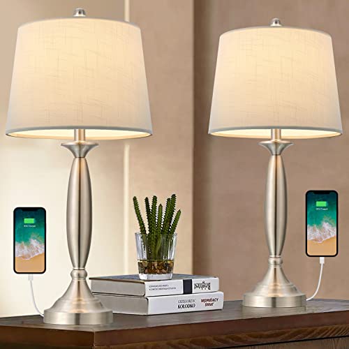 Oneach USB Table Lamp Modern Table Lamps Set of 2 for Living Room 26.75