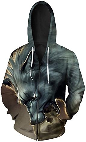 Winter Tracksuit Hoodies Men Wolf 3D Zippers Tops New Hoody Plus Size Casual Hooded