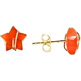 Gempires Star Stud Earrings for Women Gold Wire Wrapped Genuine Gemstone Jewelry Hypoallergenic Handmade Celestial Crystal Birthstone Earrings Gift for Her