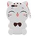 iPhone 7 Plus Case, MC Fashion 3D Lucky Fortune Cat Kitty with Cute Bow Tie Silicone Rubber Phone Case Cover for Apple iPhone 7 Plus (2016) (Bow Tie Cat-White)