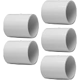 Fitvell 5PCS 2" PVC Pipe Coupling Slip (Socket x Socket) SCH40 White | Connector Adapter Pipe Fitting