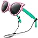 RIVBOS Rubber Kids Polarized Sunglasses With Strap Glasses Shades for Boys Girls Baby and Children Age 3-10 RBK002 （pink&green）