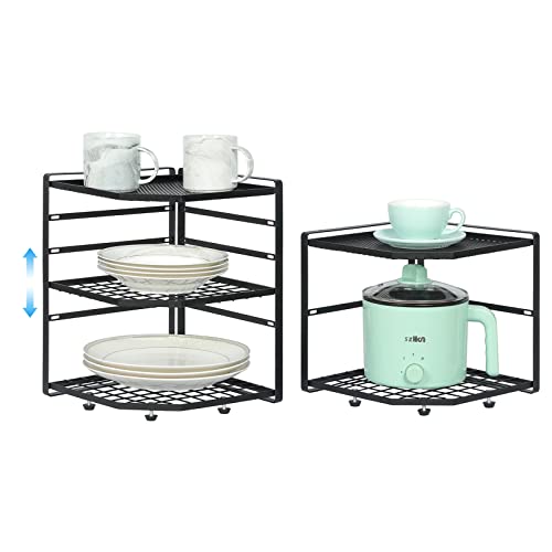 LUMAMU 2 Pack Stackable Corner Shelf Stand, Height