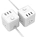 2 Pack Portable Cube Power Strip 3 Outlet 3 USB Ports, TESSAN Desktop Charging Station 5 Ft Extension Cord for Cruise Ship, Travel, Nightstand - White