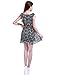 Allegra K Women Stretchy Self Tie Bowknot Shoulder Flower Print V-Neck Dress
