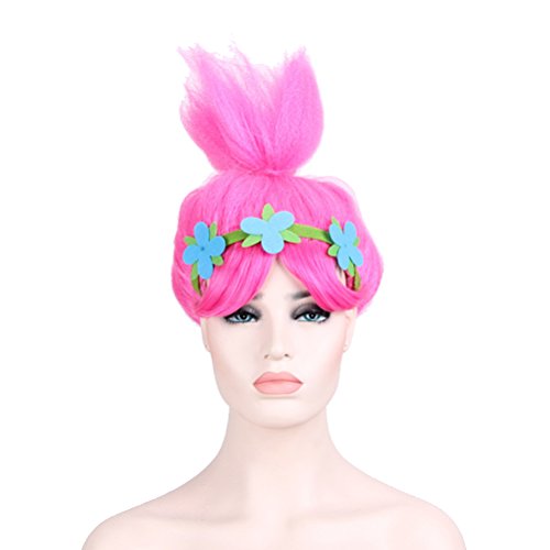 Cosplay Wigs Pink Trolls Poppy Princess Style Women Costume Hair Wig Party Head Accessories for Wig Cap (8195A) - Thumbnail 2