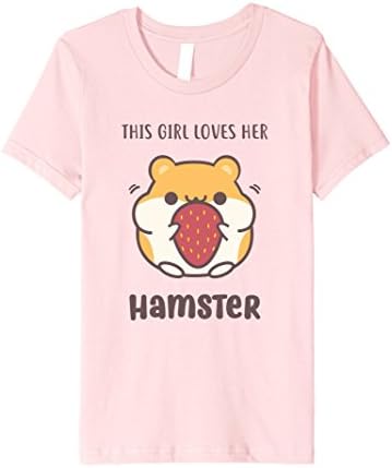 Kids Cute Hamster T-Shirt for with Dwarf Hamster &amp; Strawberry 12 Pink