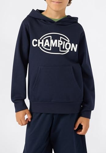 Felpa con Cappuccio da Bambino con Logo Grafico, Felpa con Cappuccio Grande, Ultra Morbida, Calda Felpa per Bambini, Tasca Frontale a Marsupio, Maglione Scuola PE Blu