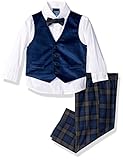 Nautica Boys' Set With Vest, Shirt, Pant, and Bow Tie, Dark Blue Velvet, 24M