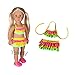 Tanosy 3 Sets Doll Bathing Suits Summer Bikini Swimsuits and 1 Pair Polliwog Doll Shoes Holiday Beach Party Swimwear Clothes for 18 inch Girl Doll Xmas Gift