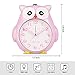 SkyNature Kids Alarm Clock,Owl Dual Alarm with Night Light and Snooze,Silent Non-Ticking Battery Operated Loud Alarm Clock for Girls Bedroom Decor, Easy to Set - Pink