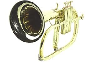 SCEXPORTS Flugel Horn Pitch Three Valve Key Bb Free Hard Case Mouthpiece (Golden)
