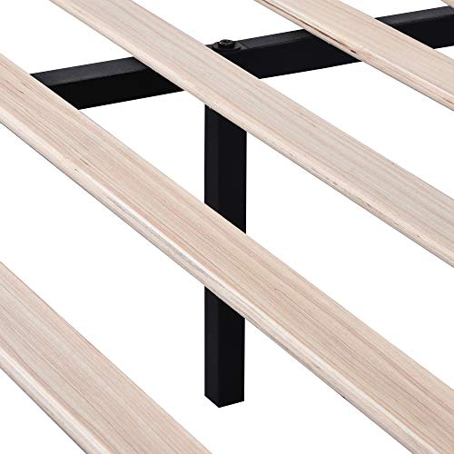 Einfach Queen Upholstered Wingback Platform Bed Frame with Headboard