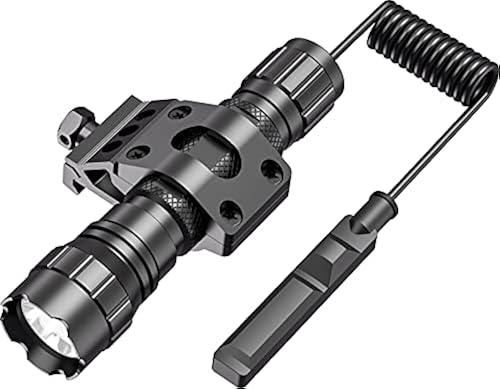 Rechargeable Tactical Flashlight – Picatinny Rail Mount, 3 Modes, Zoomable, 10W LED (Black)