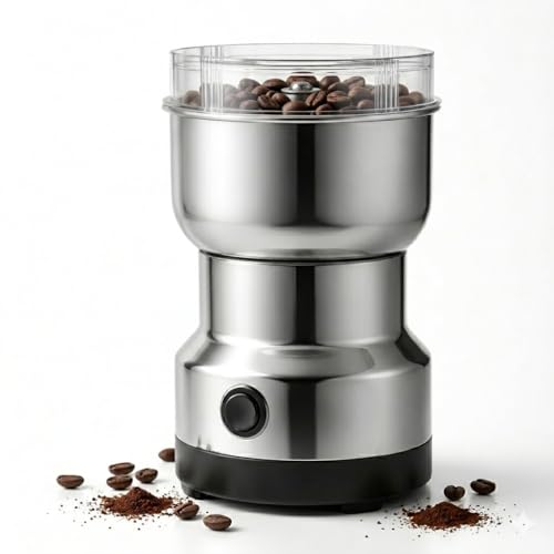Moedor de Café Elétrico 110V Multifuncional | Moedor de Grãos, Temperos e Sementes | Triturador Rápido e Compacto | Fácil de Usar e Limpar