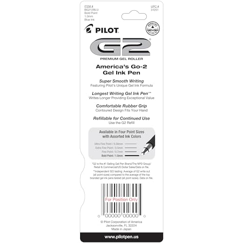 Pilot G2 Premium Gel Pens - 1.0mm Bold Point Black Ink, 6 Pack Of 30 Pens Total