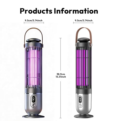 Electric Mosquito Killer Lamp with Light Sensor, 4-Mode Bug Zapper & Night Light, UV Insect Trap Indoor Outdoor, Rechargeable & Plug-in Fly Catcher