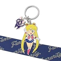 Funrarity Sailor Moon Animation Manga Usagi Tsukino with Cat Luna Keychain