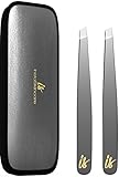 Premium Stainless Steel Tweezers Set, with Perfect Grip! Ideal for Painless Eyebrow Plucking, Ingrown Hair and Tick Removal  Beauty and First Aid Precision Tweezers  100% Satisfaction Guarantee