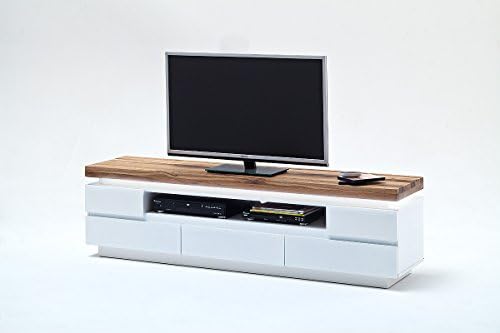 DOMINA 48992MW TV cabinet โ 5 draws - pilot light โ authentic knots and cracks โ white matte varnish