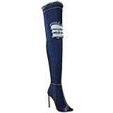 Fashion Thirsty Womens Over The Knee Boots Thigh High Heels Stilettos Stretch Denim Size