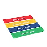 KYLIN SPORT Set of 4 Levels Resistance Loop Elastic Bands Workout Fitness Stretching Physical Therapy Equipment for Yoga Pilates Crossfit Gym Ankle, Legs, Knee, or Arm Exercises