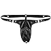 CHICTRY Men's G-string Thongs Underwear Faux Leather Bikini Briefs Trunks Shorts Black X-Large(waistline 29.0-37.0