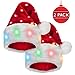 Funny Santa Hat [2 Pack] with 20 Blinking Color-Changing Light up LED Lights - Soft Plush Faux Fur for Adults and Children (2 Hats)