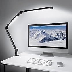 LED Desk Lamp with Clamp, Dual Light Desk Lamp for