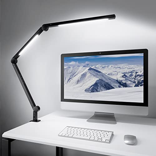LED Desk Lamp with Clamp, Dual Light Desk Lamp for