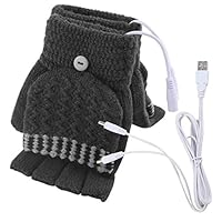 Hide on bush Laptop Women Men USB 2.0 Heated Mitten Full&Half Finger USB 5V Powered Winter Warm Knit Hand Gloves Double-Sided Heating Office (D)