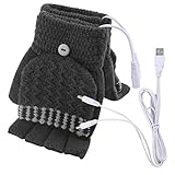 EraseSIZE Laptop Women Men USB Heated Mitten Full&Half Finger Winter Warm Knit Hand Gloves