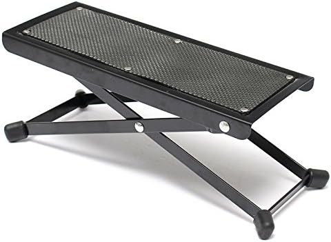 1Pc Guitar Foot Rest Stool Metal Guitar Pedal 4 Adjustable Height Levels Foldable Anti-Slip