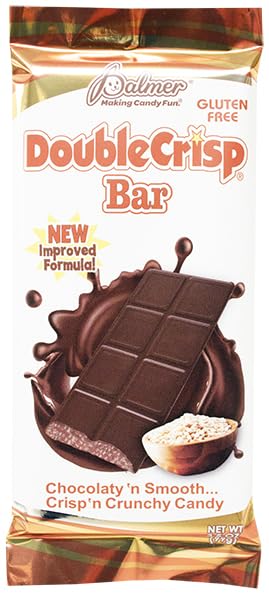 PALMER CANDY BARS, CRISPY AND CRUNCHY CHOCOLATE, LARGE INDIVIDUALLY WRAPPED CHOCOLATE, 3.5OZ EACH, GLUTEN FREE, MAKING CANDY FUN SINCE 1948 (12 BARS, DOUBLE CRISP BAR)
