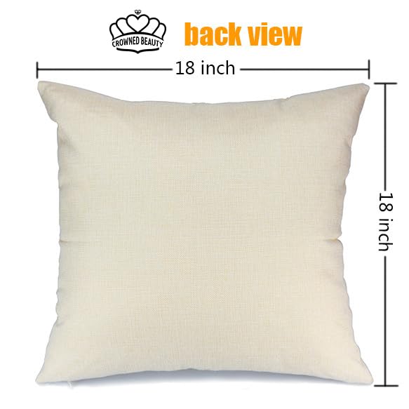 CROWNED BEAUTY Fall Outdoor Decorative Throw Pillow Covers 18 x 18 Inch Set of 4, Plaid Pumpkin Mason Jars Farmhouse Pillowcases for Decoration (Blue) CP056-18