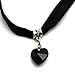 Amorulove 1X Lady Girls Velvet Choker Necklace Retro Handmade Love Heart Crystal Pendant(Black)