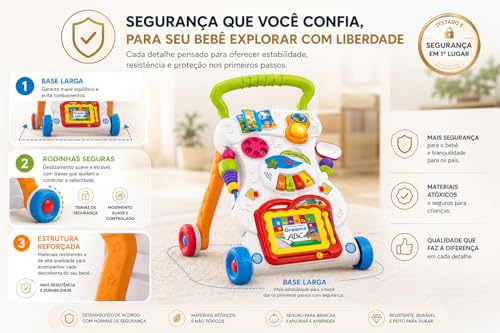 Andador Musical 3 em 1 Infantil | com Luzes, com Sons, Atividades Educativas