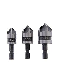 Drill Warehouse 3 × 1 4 "Hex 12 16 19 mm Avellane Bore   Conjunto para madera, metal Quick Change Bit