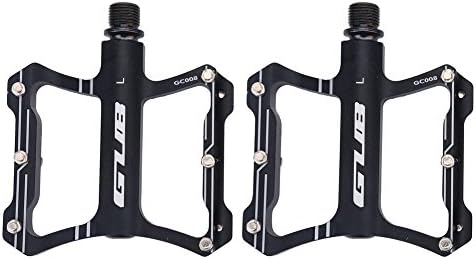 Bike Pedals - Mountain MTB Bicycle Pedals Lightweight Aluminum Alloy Flat Platform Pedals Bike Road Pedal Cycling Sealed Bearing Pedals Accessories 1 Pair (Black)