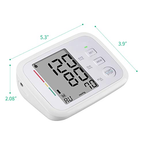 Prymax Blood Pressure Monitor Upper Arm Large Cuff Fits Arms 8.5-17 Inches Portable Automatic Digital Monitor, FDA Approved, at Home, Irregular Heart Beat Detection, Large Screen, 2 User*90 Reading