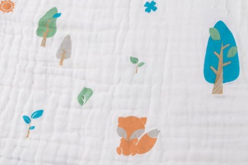 Forever Blanket - Luxurious 4-Layer Organic Cotton Muslin Infant-to-Toddler Blanket- Foxes and Trees