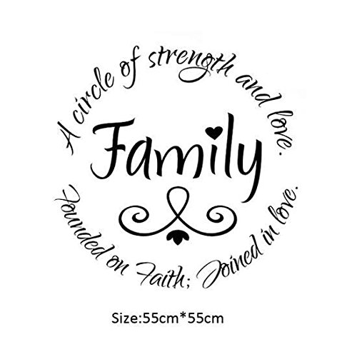 Family Circle Quote Wall Sticker Love Strength Decal for Home Decor