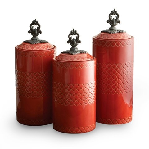 Jay Import 1182140-RB American Atelier Canister Set - Red, Set of 3