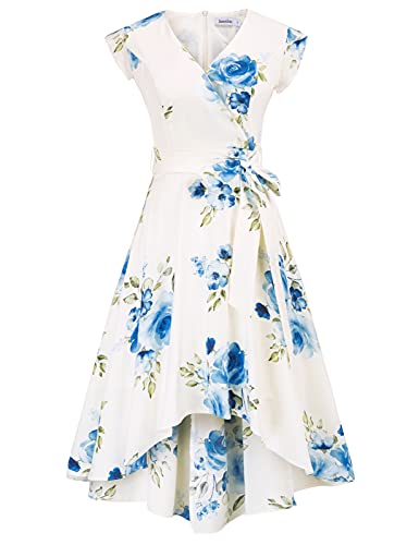 Women's Boho Floral Midi Wrap Dress