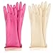 HOMSSEM Kids Waterproof Household Natural Rubber Latex Cleaning Wash Gloves (Pink+Ivory 2Pack)