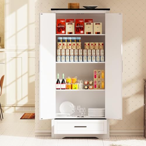 UNKKS Alacenas para Cocina,Muebles para Cocina Modernos,Bufetera Mueble con Cajones,Gran Capacidad Almacenamiento con Divisiones Ajustables,para Cocinas Domésticas 80X40X180CM