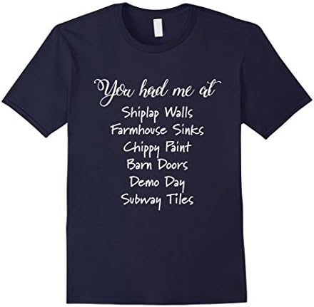 Mens You Had Me At Shiplap Walls Farmhouse Sink Trendy T Shirt Large Navy