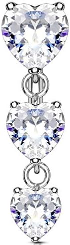 Silver & Clear Heart Crystal CZ Vertical Drop 316L Surgical Steel Top Drop Top Down Reverse Belly Button Belly Bar Navel Ring - Other colours available in our Pegasus Body Jewellery Amazon Shop