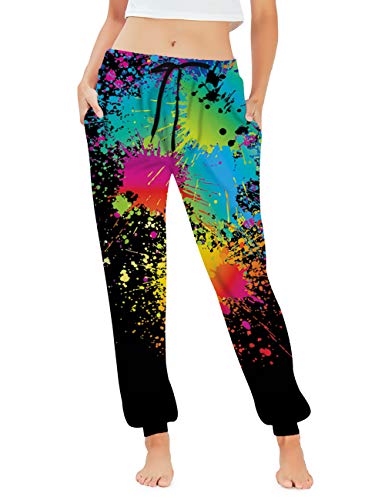 Belovecol Colorful Graphic Jogger Pants for Mens Womens 3D Printed Active Baggy Sweatpants Casual Drawstring Novelty Track Trousers M